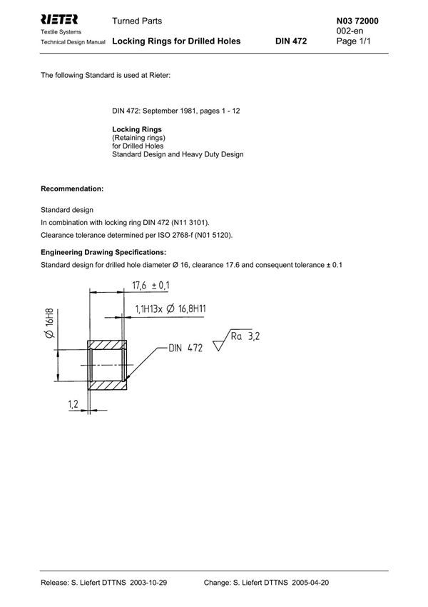 DIN472 孔用弹性挡圈槽标准