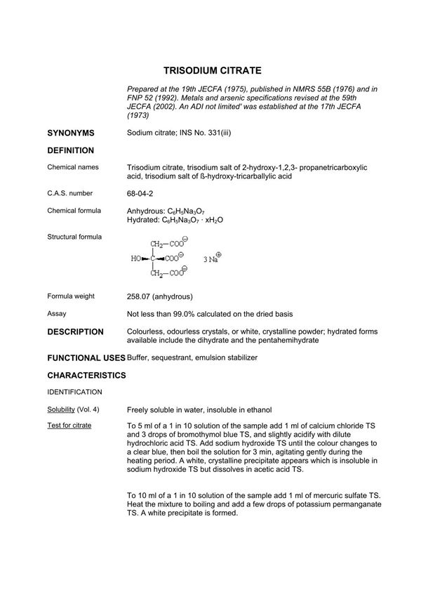 TRISODIUMCITRATE-柠檬酸三钠