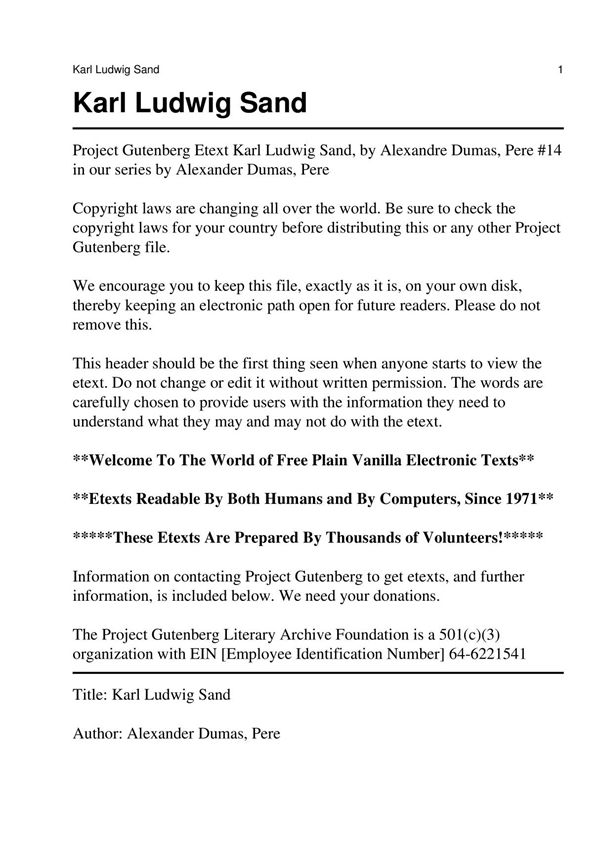 (大仲马作品,英文版)karl ludwig sand