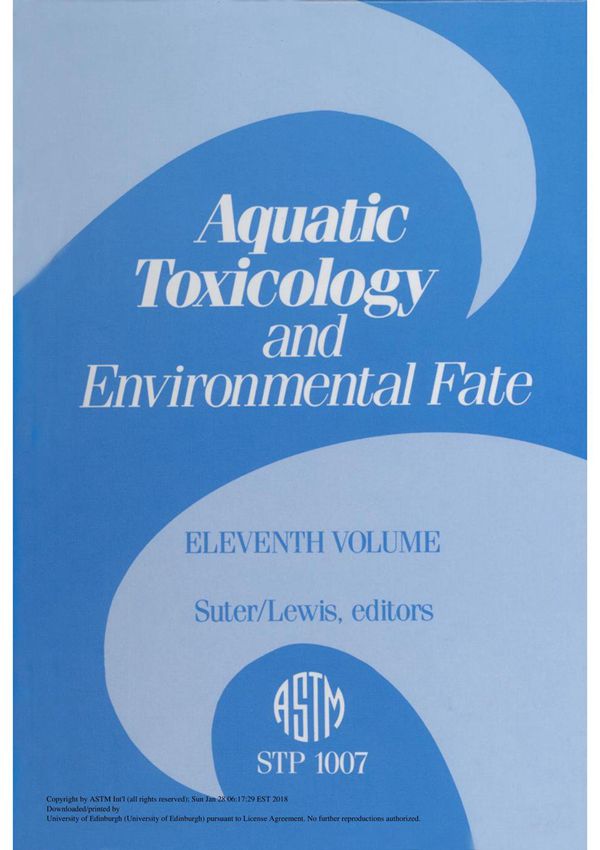 Aquatic Toxicology And Environmental Fate 11th Volume(ASTM STP1007-88)