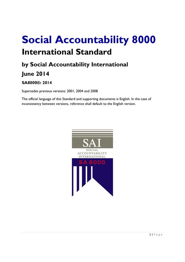 SA8000-2014社会责任管理体系标准中英文