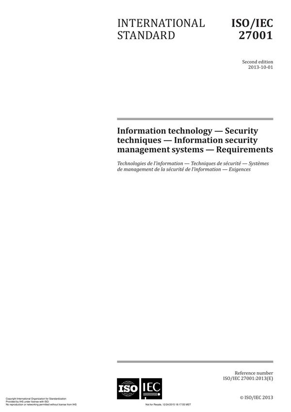 (正版标准) ISO IEC 27001-2013
