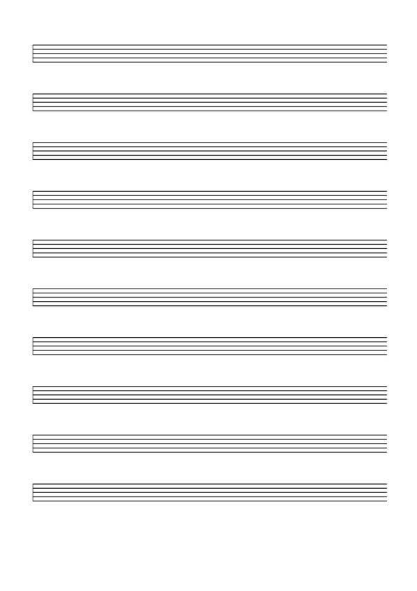 空白五线谱在线生成 A4纸张 清晰可打印 中国曲谱网