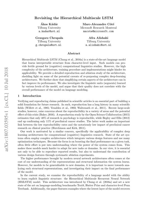 Revisiting the Hierarchical Multiscale LSTM