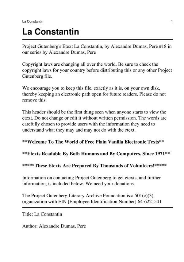 (最新)(大仲马作品,英文版)La Constantin