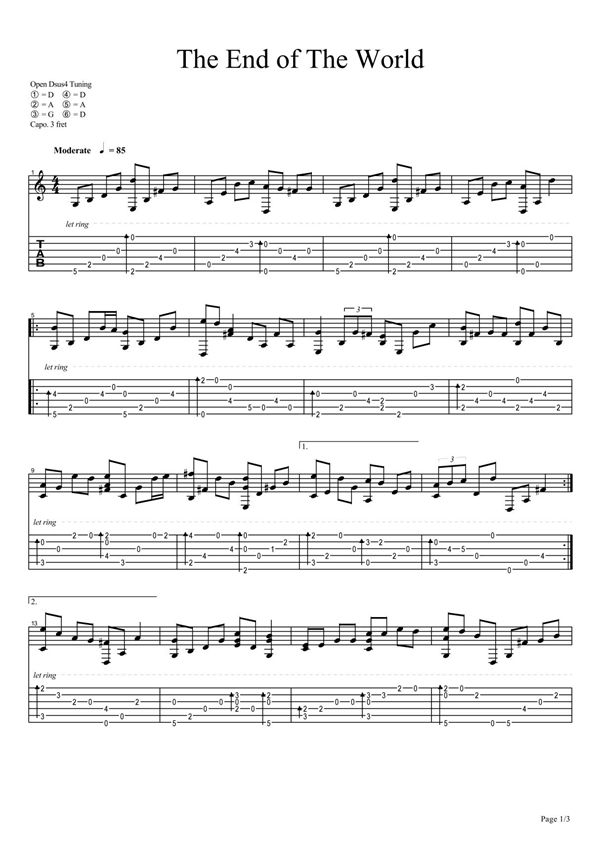 《岸部真明 - The End of The World》吉他谱