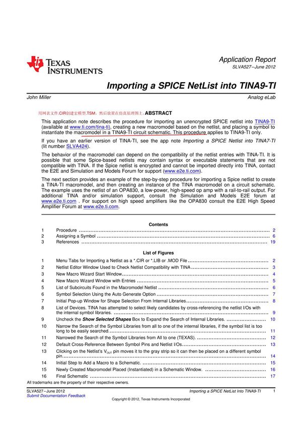 模拟电路技术资料 TINA9-TI导入spice建立零件宏模型
