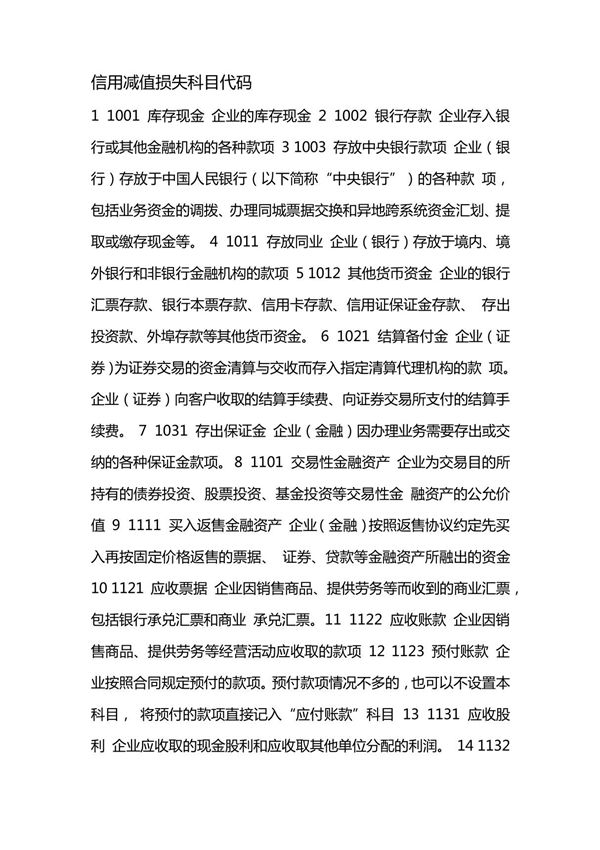 信用减值损失科目代码