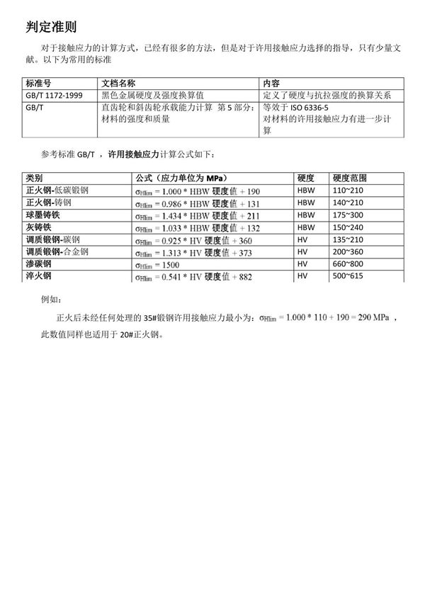 常用材料许用接触应力