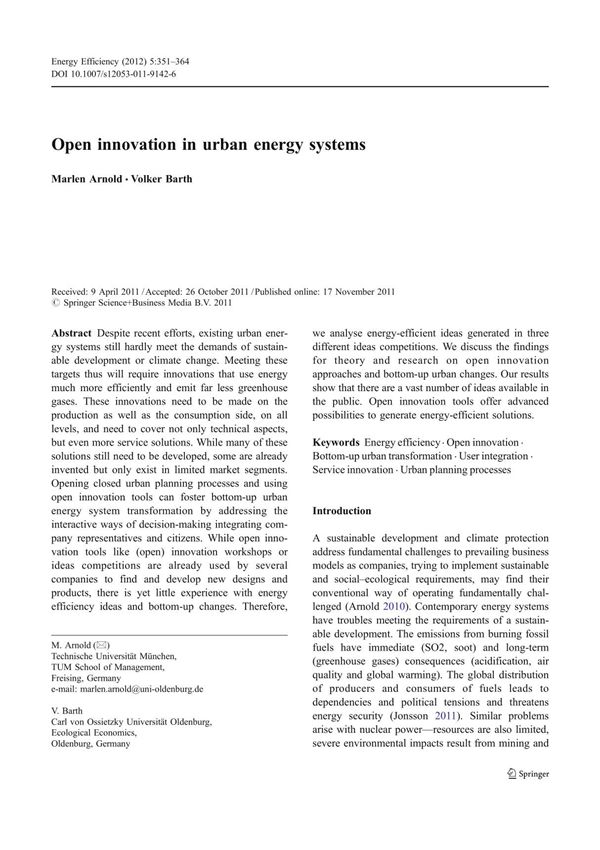 Open innovation in urban energy systems
