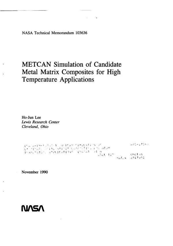 metcan simulation of candidate metal matrix composites for high temperature applications(707.6kb)