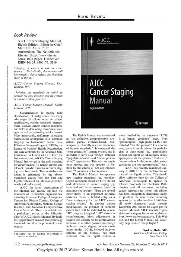 AJCC Cancer Staging Manua, 8th edition