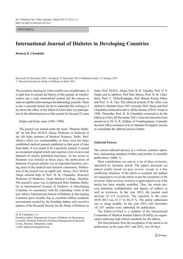 International Journal of Diabetes in Developing Countries