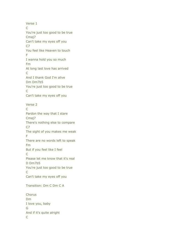 cant take my eyes off you 吉他谱