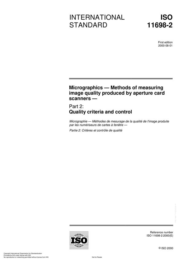 ISO 11698-2 Micrographics  Methods of measuring image quality produced by aperture card scanner