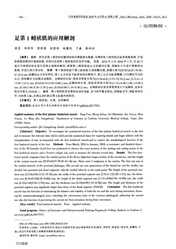 足第1蚓状肌的应用解剖