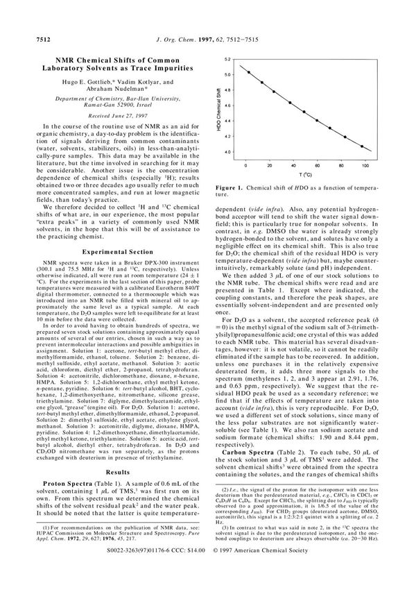 常见氘代试剂的溶剂峰(PDF精编推荐)