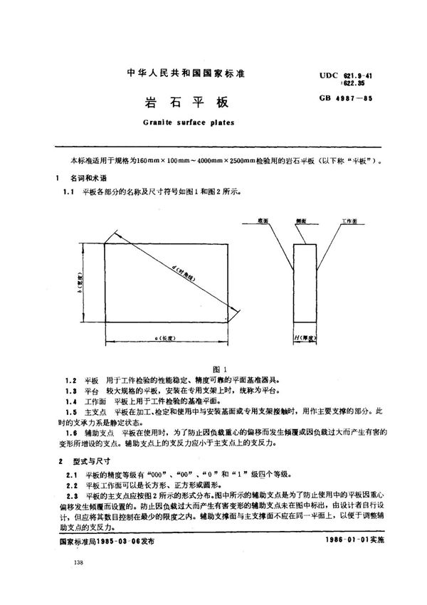 (国家标准) GB 4987-1985 岩石平板 标准