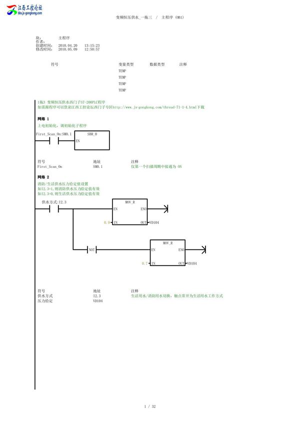 西门子S7-200PLC编程实例---变频恒压供水 一拖三