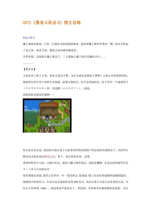 SFC《勇者斗恶龙6》图文攻略