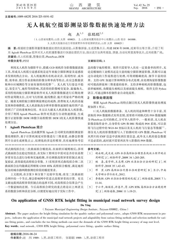 无人机航空摄影测量影像数据快速处理方法