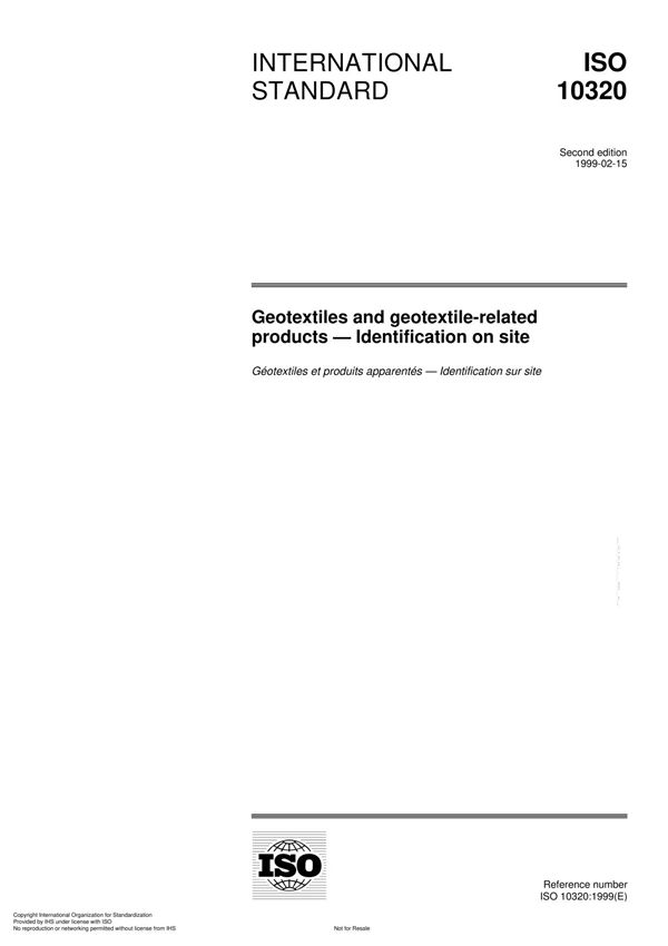 ISO 10320 Geotextiles and geotextile-related products  Identification on site