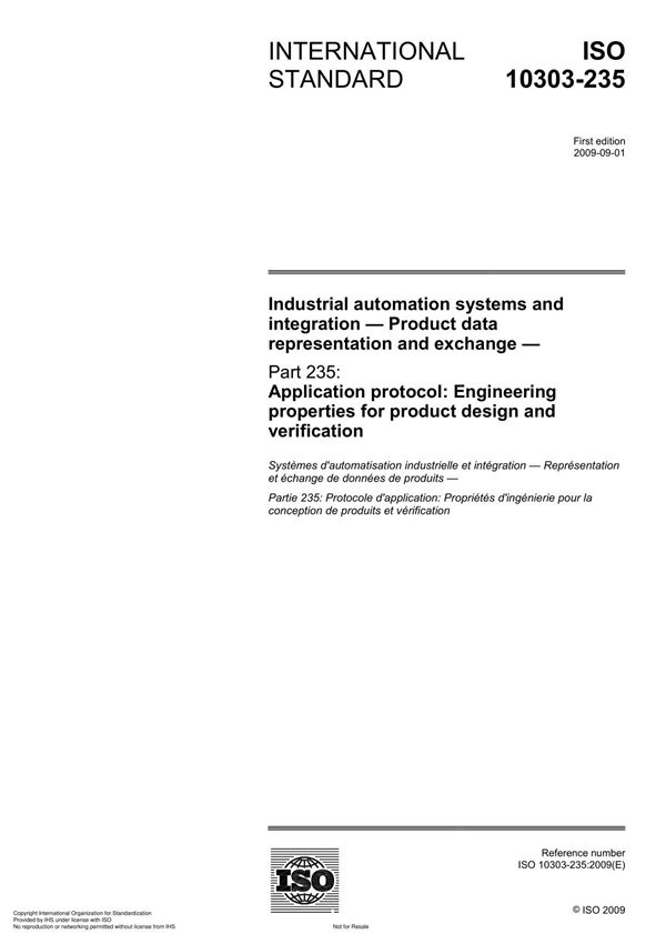 ISO 10303-235 Industrial automation systems and integration Product data representation and exchange