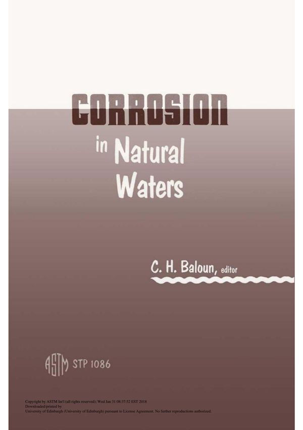 Corrosion In Natural Waters(ASTM STP1086-90)