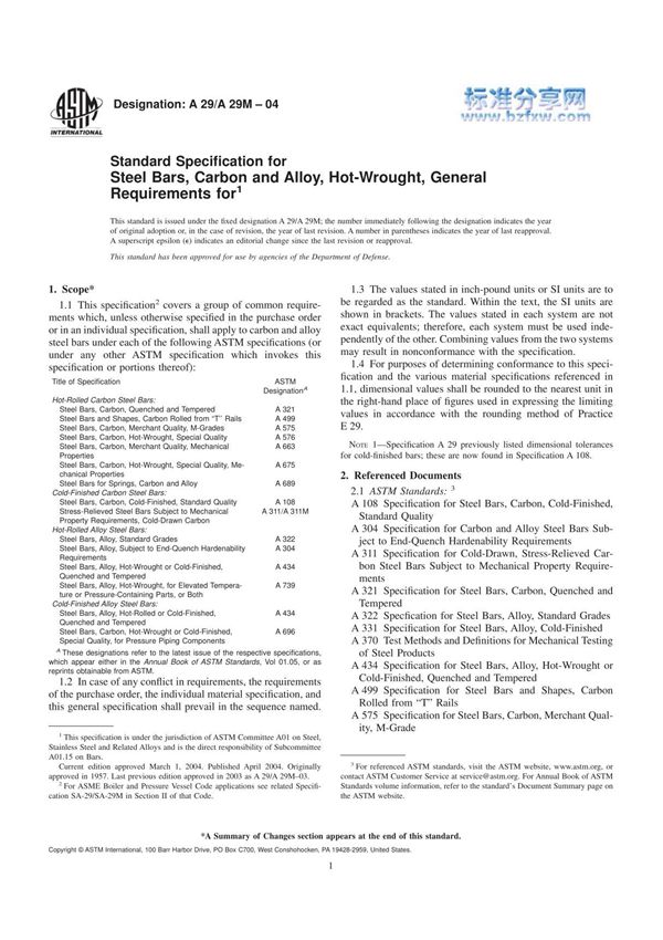 ASTM A29 A29M-2004