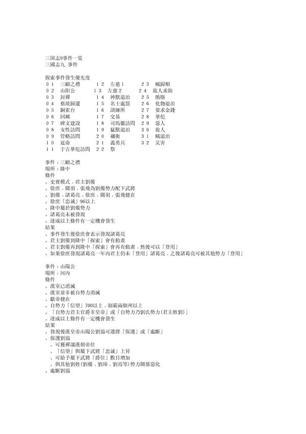 三国志9全事件