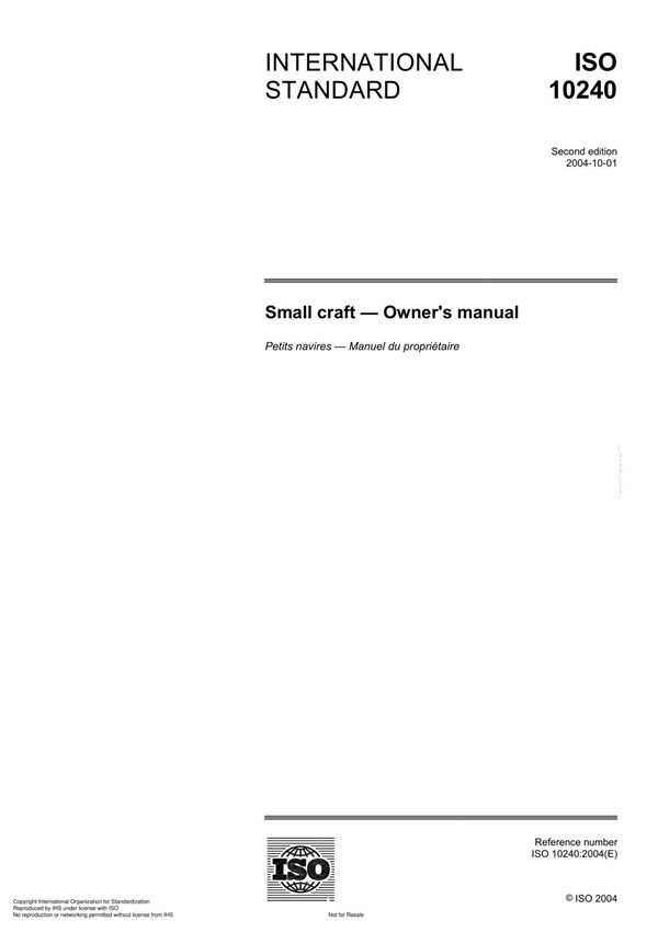 ISO 10240 Small craft Owner's manual