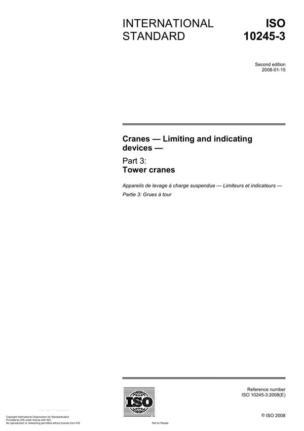 ISO 10245-3 Cranes Limiting and indicating device