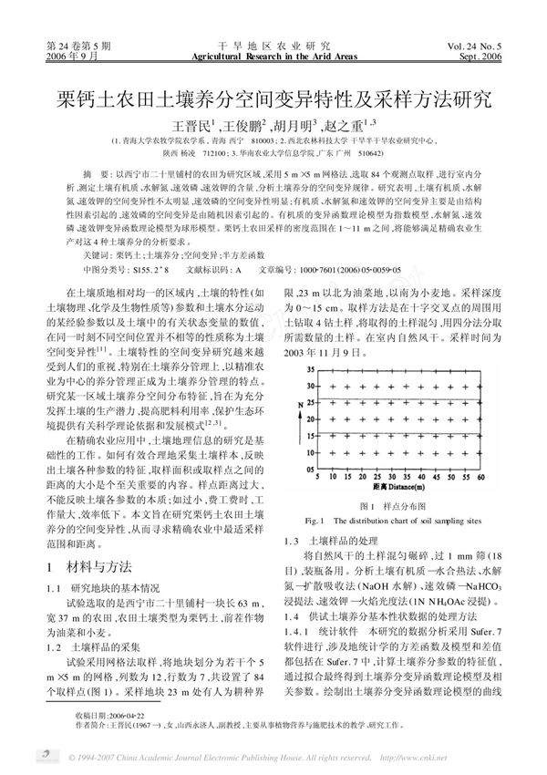 栗钙土农田土壤养分空间变异特性及采样方法研究