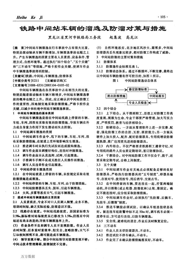铁路中间站车辆的溜逸及防溜对策与措施