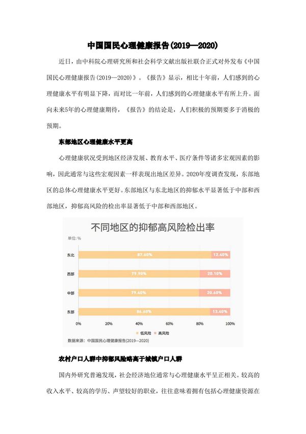 中国国民心理健康报告(20192020)