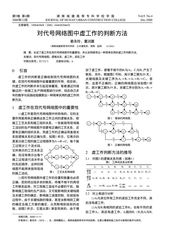 对代号网络图中虚工作的判断方法