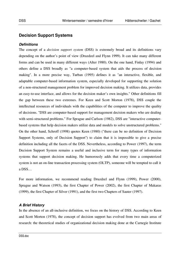 decision support systems 决策支持系统