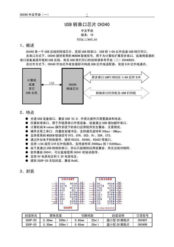 CH340中文手册(一)