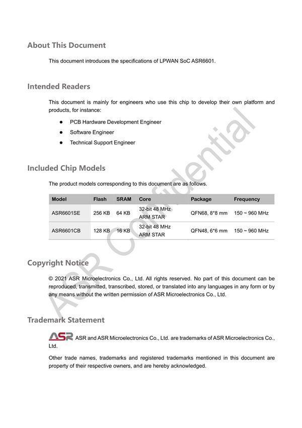 ASR6601 Datasheet V1.4.0