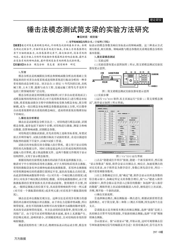 锤击法模态测试简支梁的实验方法研究