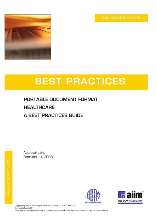 AIIM ASTM BP-01-2008 PORTABLE DOCUMENT FORMAT HEALTHCARE
