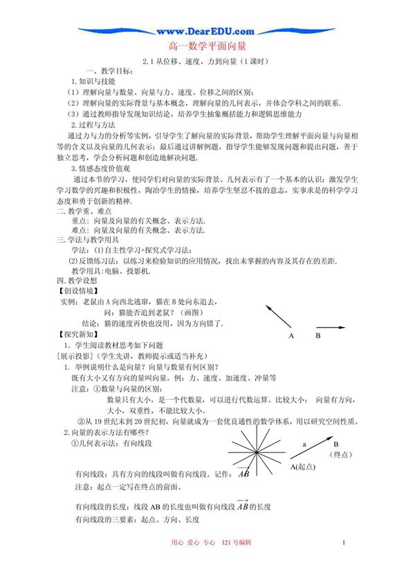 《高一数学平面向量》