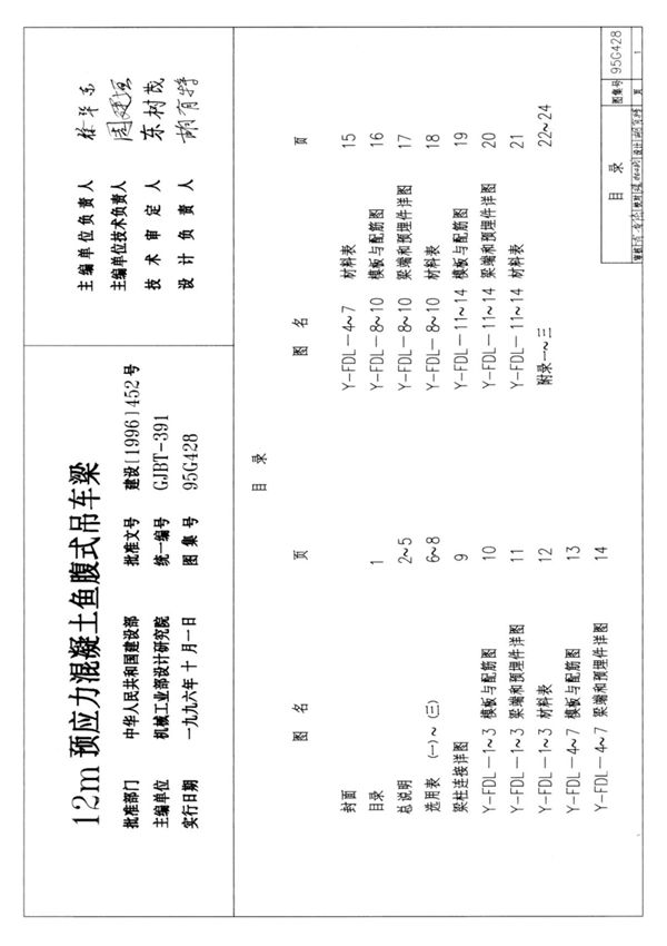 国标图集95G42812M预应力混凝土鱼腹式吊车梁-国家建筑标准设计图集电子版