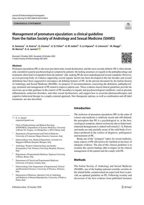 (医脉通)2020 SIAMS临床指南 早泄的管理