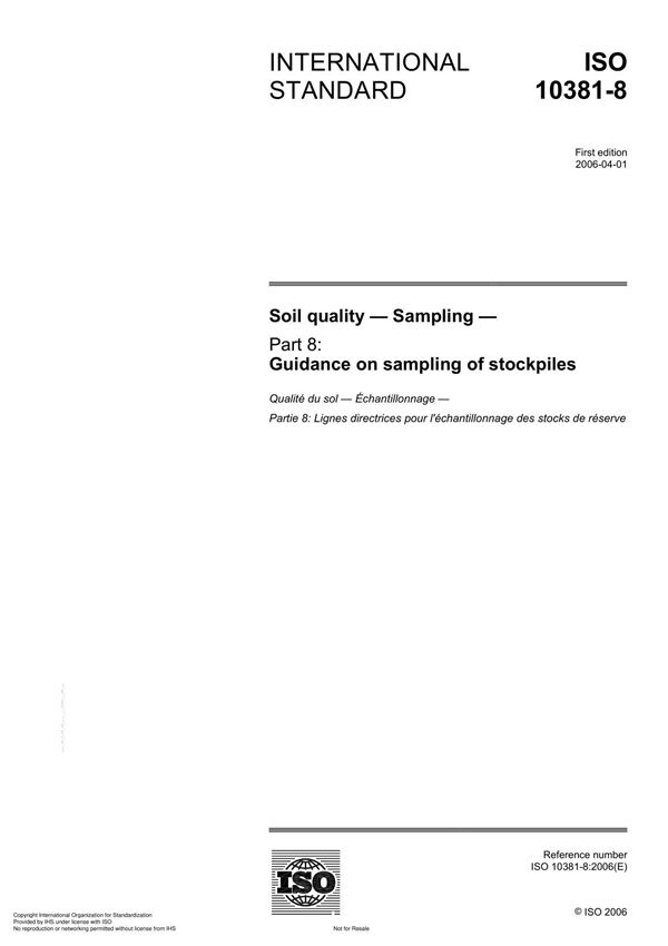 ISO 10381-8 Soil quality Sampling