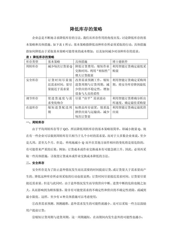 降低库存的策略(精选)