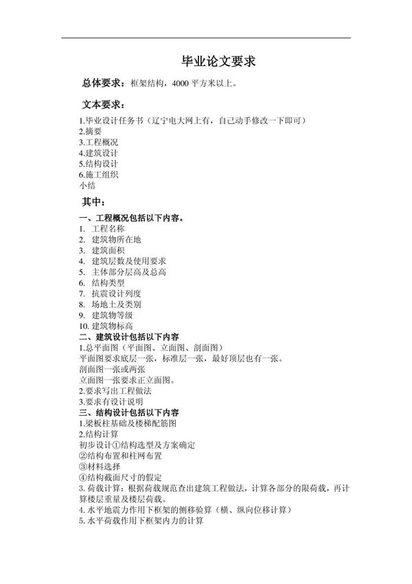 毕业论文要求