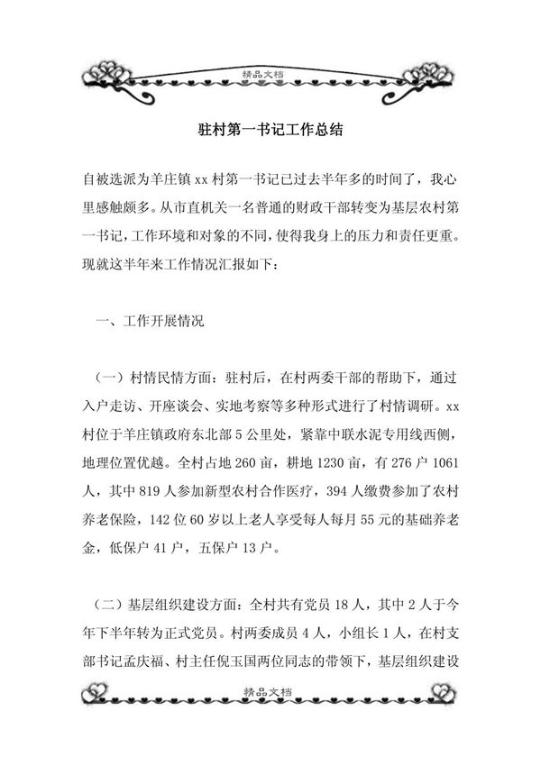 驻村第一书记工作总结