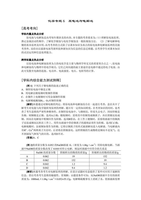 原电池与电解池练习题及解析