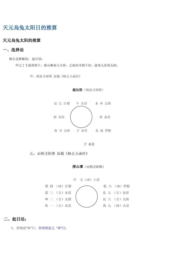 天元乌兔太阳日 太阳时 太阳到山